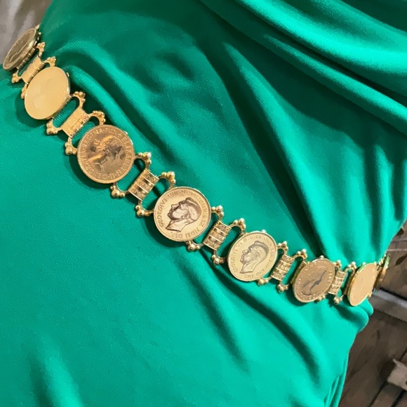 Vintage 60s British Heavy Half Penny Coin Link Belt main image 8